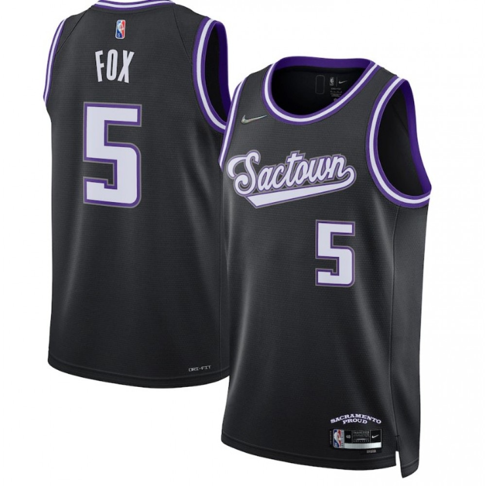 Men's Sacramento Kings De'Aaron Fox #5 Black 2021/22 Swingman NBA Jersey - City Edition-Pro Kit Vault | Brand New 26/27 Sports Jerseys